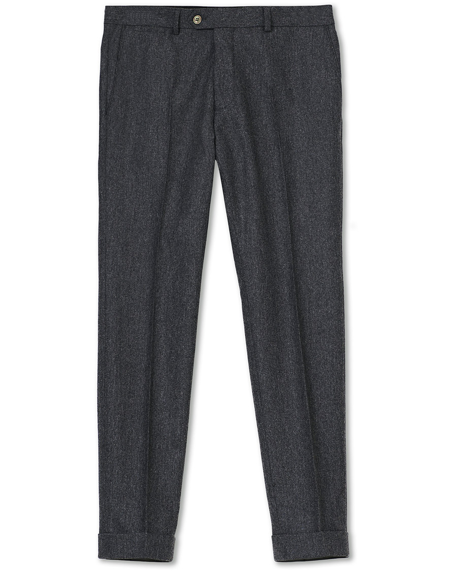 Herren | Hosen | Oscar Jacobson | Dean Turn Up Flannel Trousers Grey