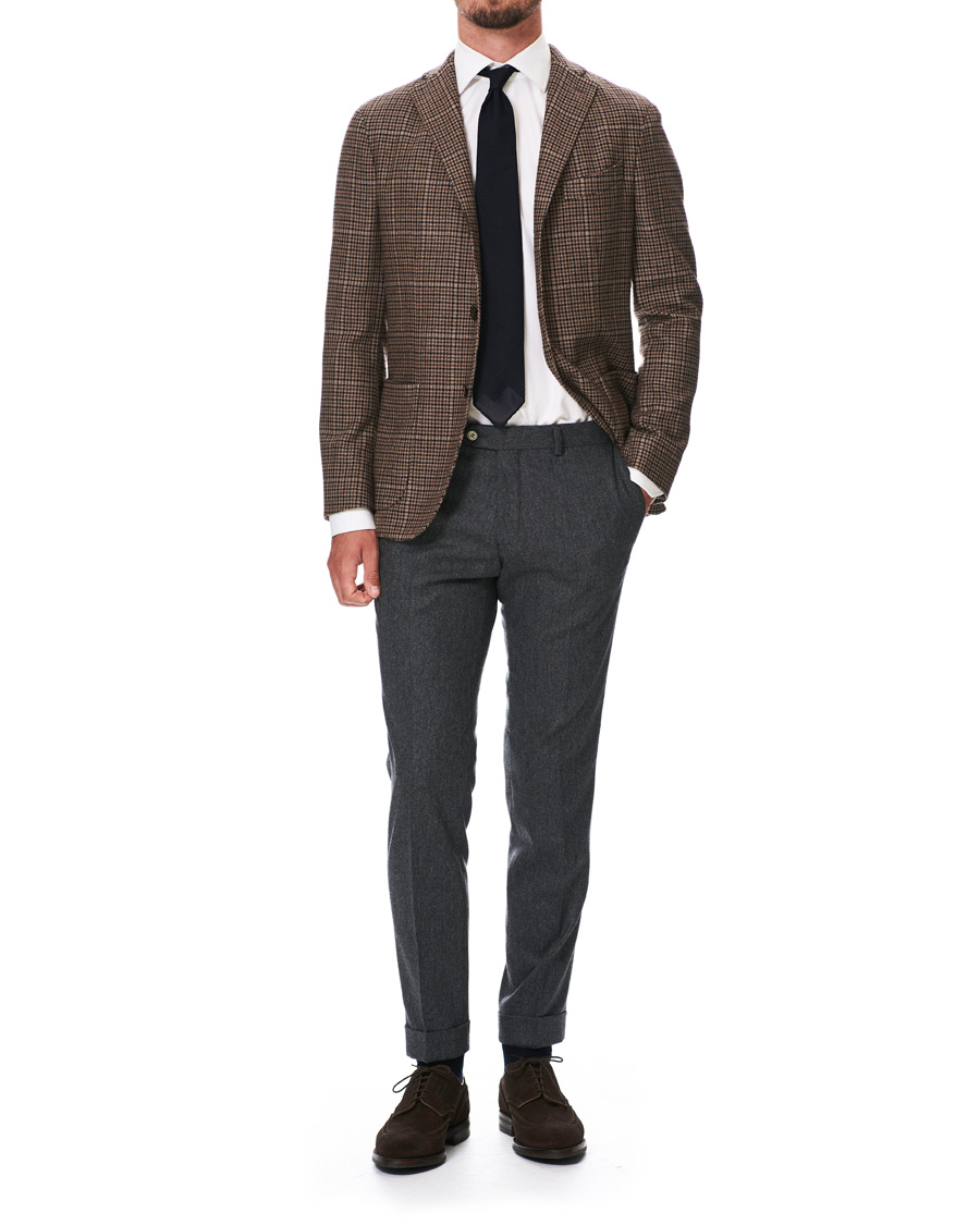 Herren | Hosen | Oscar Jacobson | Dean Turn Up Flannel Trousers Grey