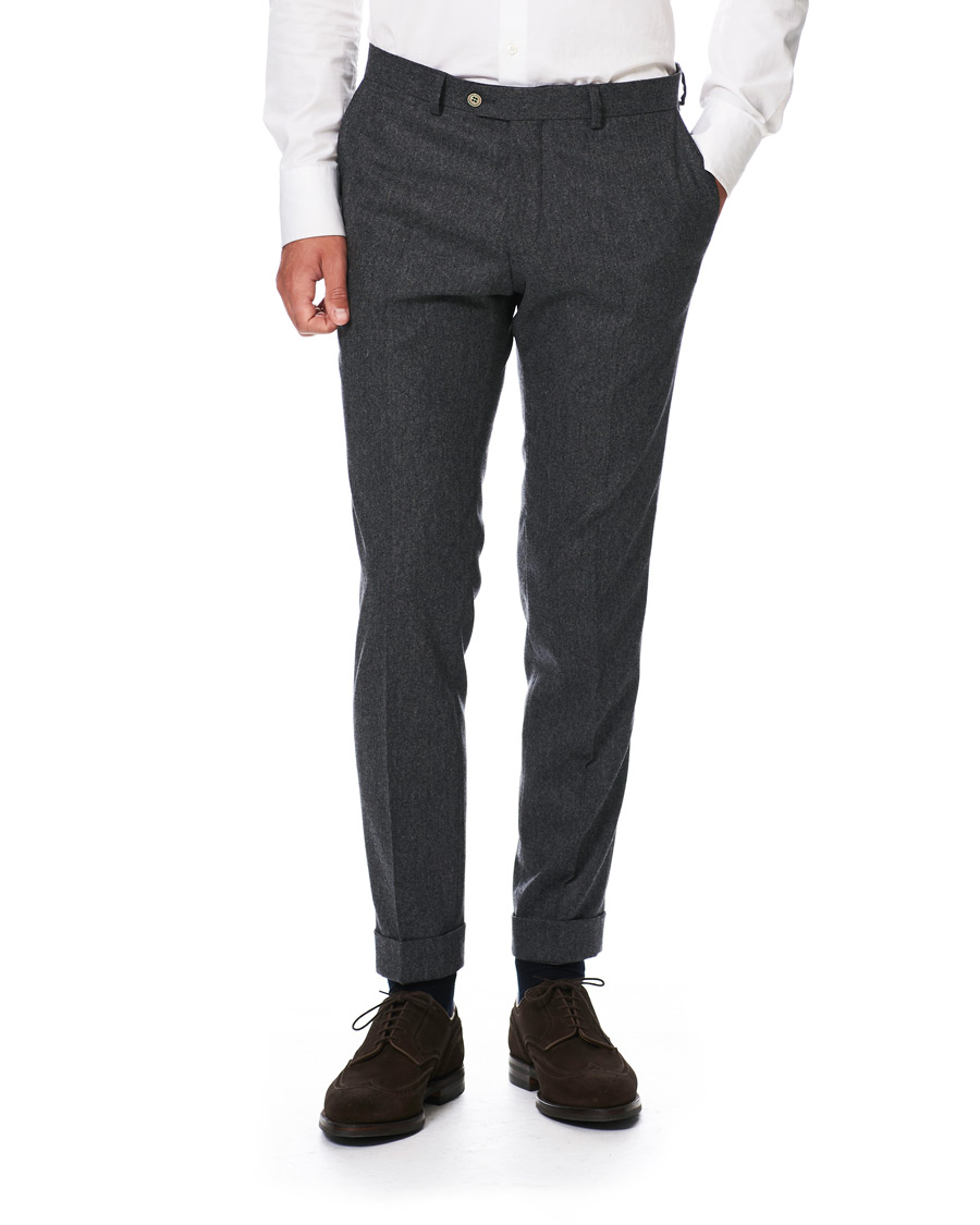 Herren | Hosen | Oscar Jacobson | Dean Turn Up Flannel Trousers Grey