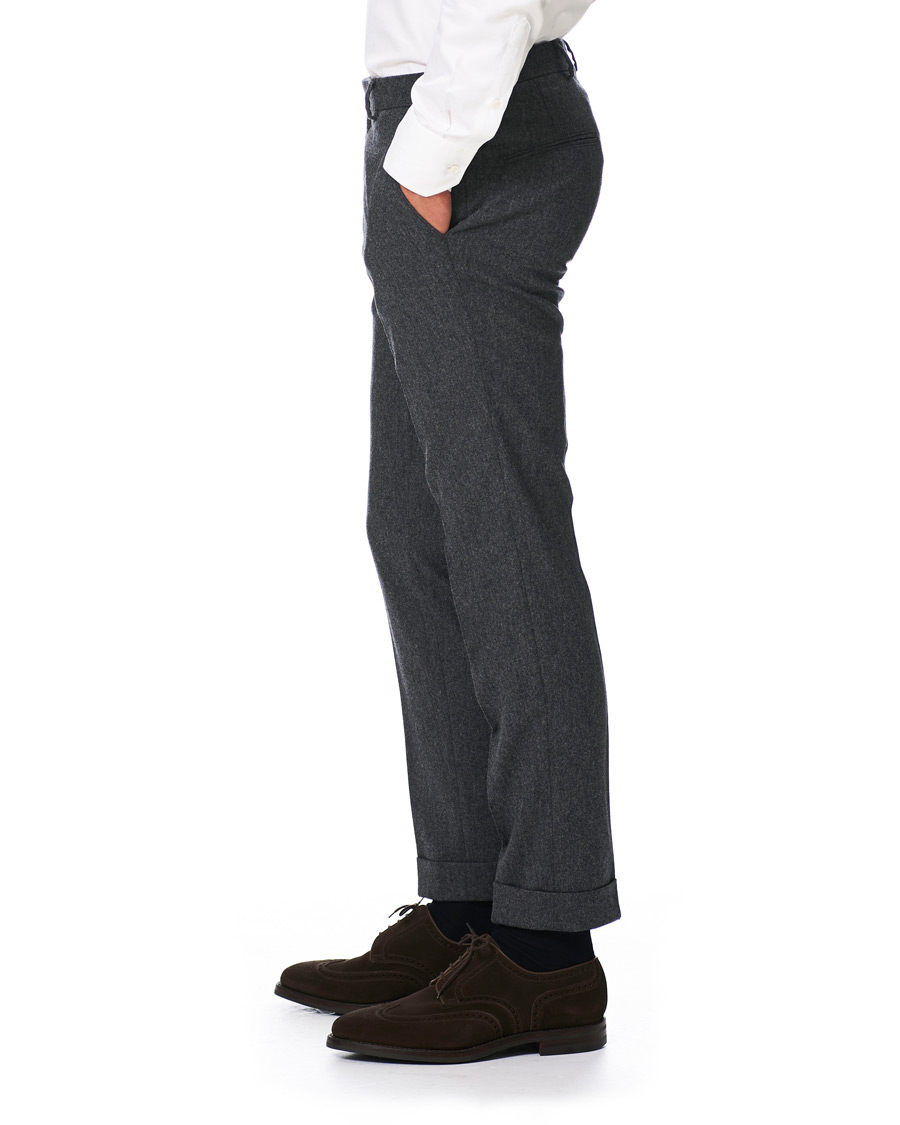 Herren | Hosen | Oscar Jacobson | Dean Turn Up Flannel Trousers Grey
