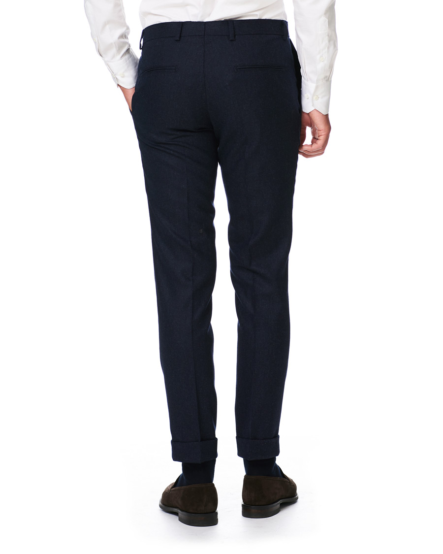 Herren | Hosen | Oscar Jacobson | Dean Turn Up Flannel Trousers Navy