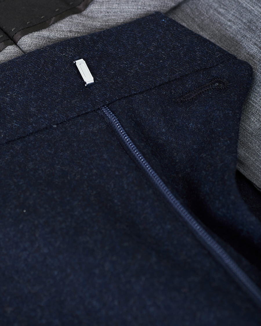 Herren | Hosen | Oscar Jacobson | Dean Turn Up Flannel Trousers Navy