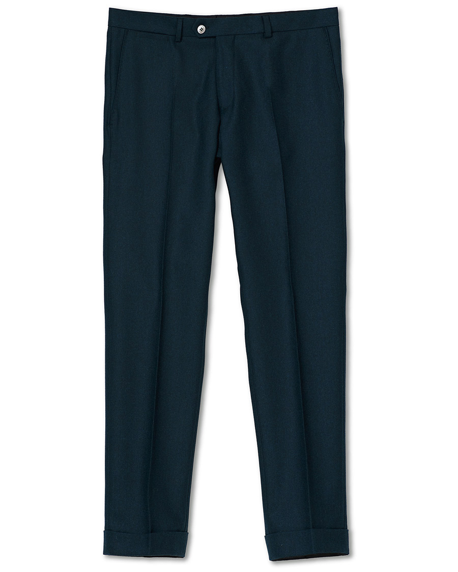 Herren | Hosen | Oscar Jacobson | Dean Turn Up Flannel Trousers Aqua Green