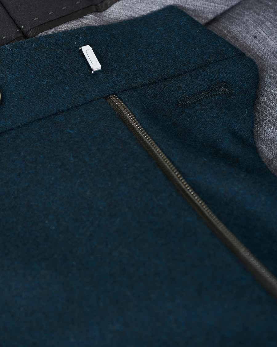 Herren | Hosen | Oscar Jacobson | Dean Turn Up Flannel Trousers Aqua Green