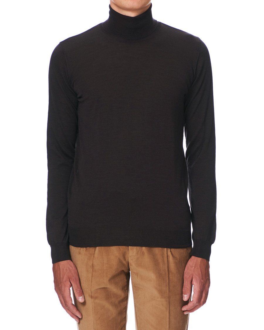 Herren | Pullover | Oscar Jacobson | Cole Extra Fine Merino Rollneck Brown