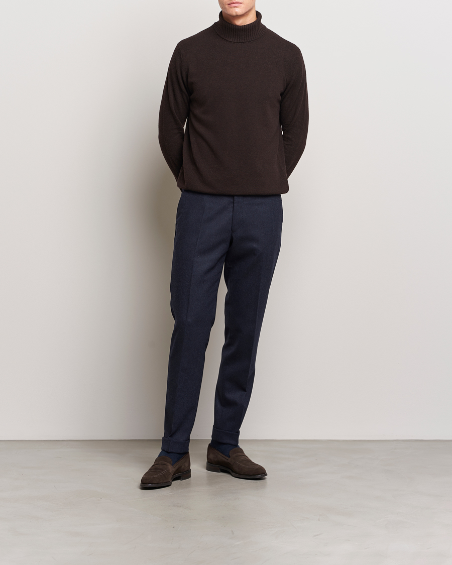 Herren | Pullover | Oscar Jacobson | Salim Wool/Cashmere Rollneck Brown