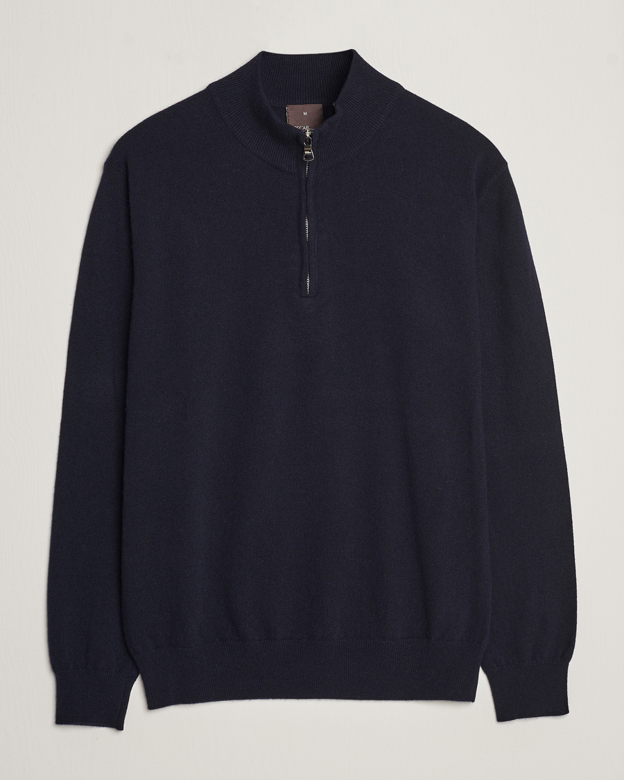 Herren | Pullover | Oscar Jacobson | Patton Wool/Cashmere Half Zip Navy