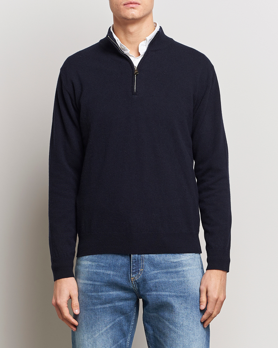 Herren | Pullover | Oscar Jacobson | Patton Wool/Cashmere Half Zip Navy