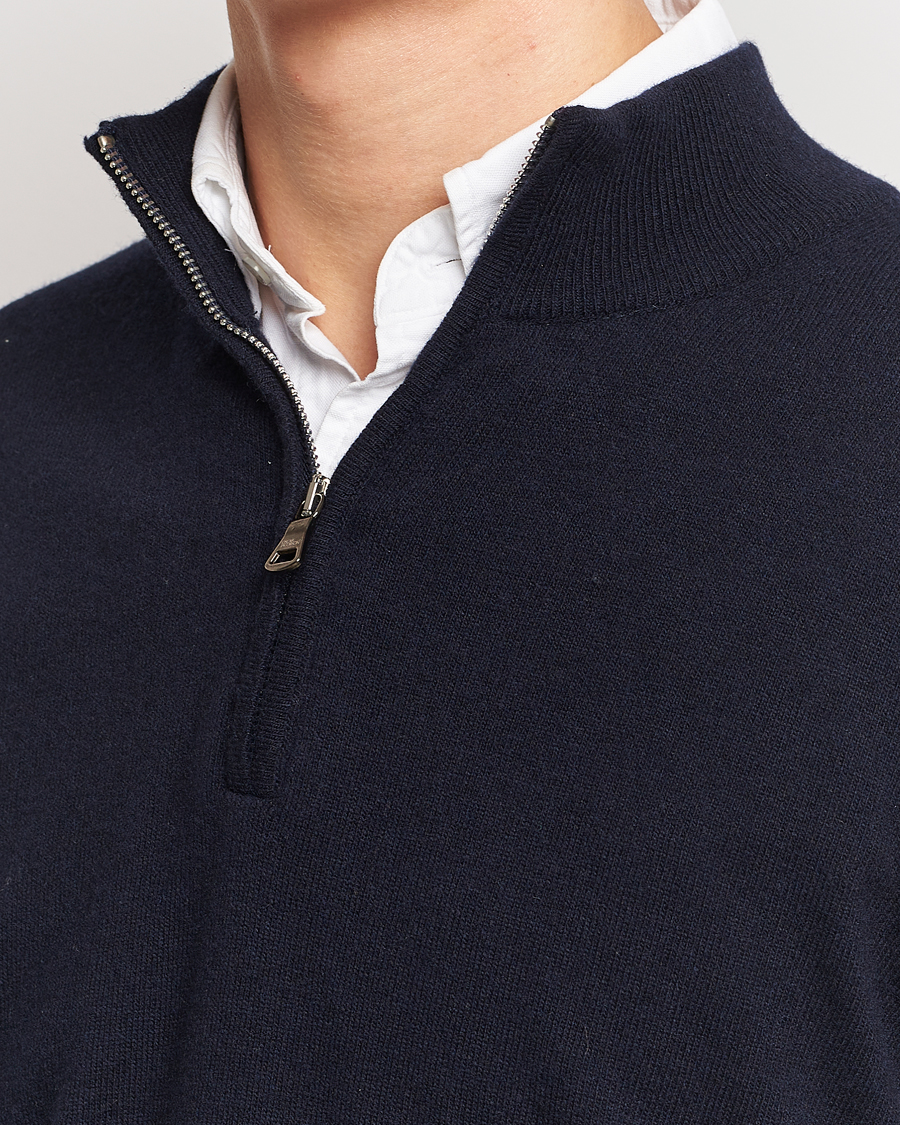 Herren | Pullover | Oscar Jacobson | Patton Wool/Cashmere Half Zip Navy