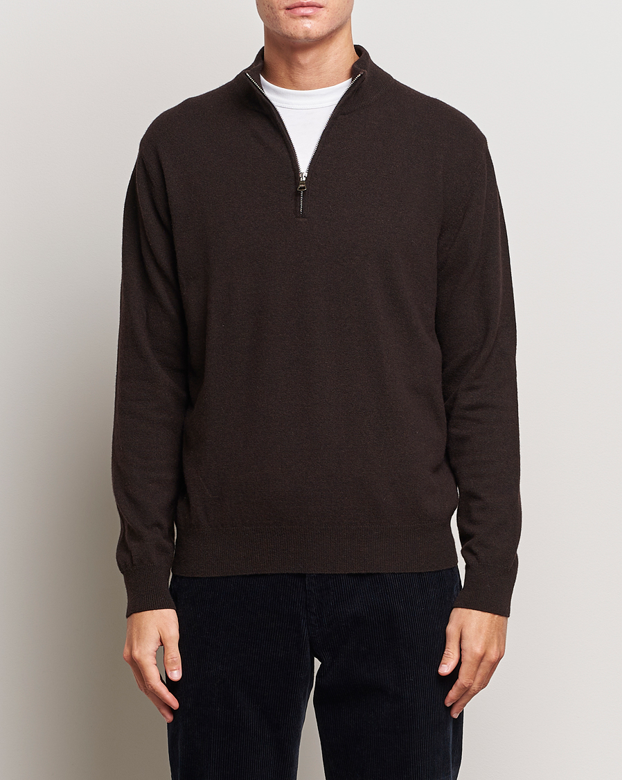 Herren | Pullover | Oscar Jacobson | Patton Wool/Cashmere Half Zip Brown