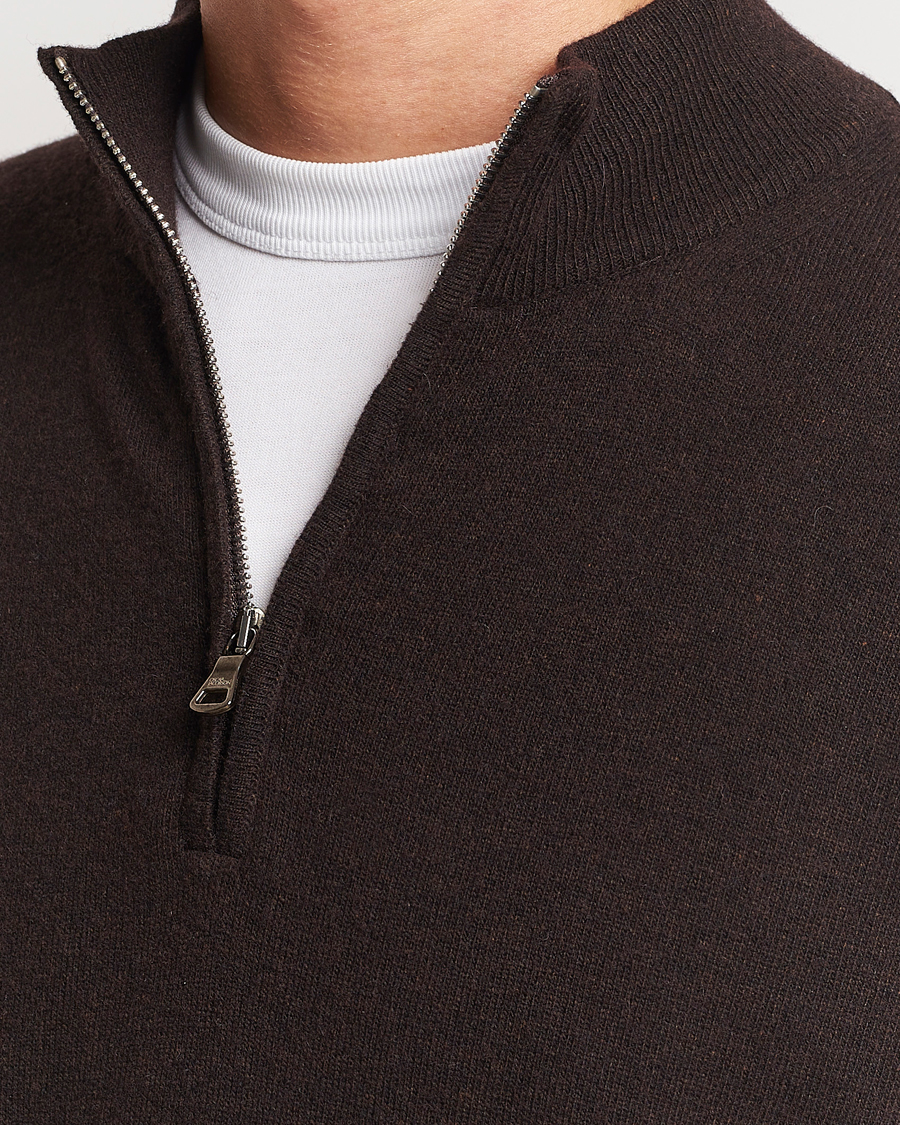 Herren | Pullover | Oscar Jacobson | Patton Wool/Cashmere Half Zip Brown