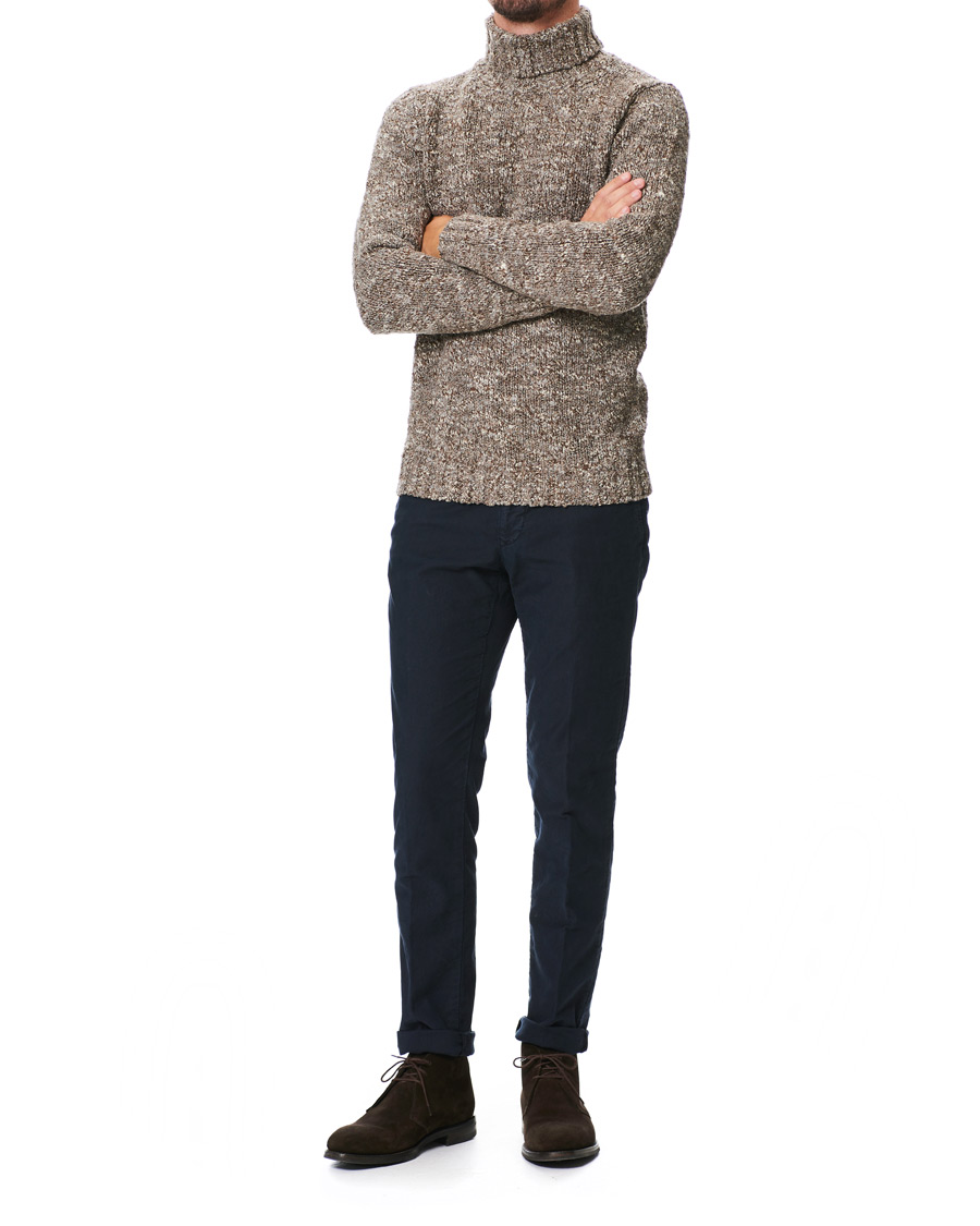 Herren | Pullover | Oscar Jacobson | Kristopher Boucle Wool Rollneck Beige