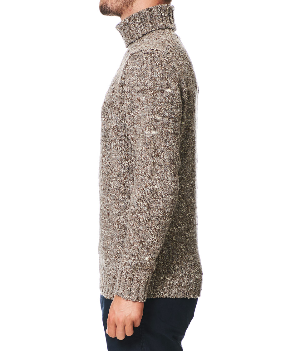 Herren | Pullover | Oscar Jacobson | Kristopher Boucle Wool Rollneck Beige