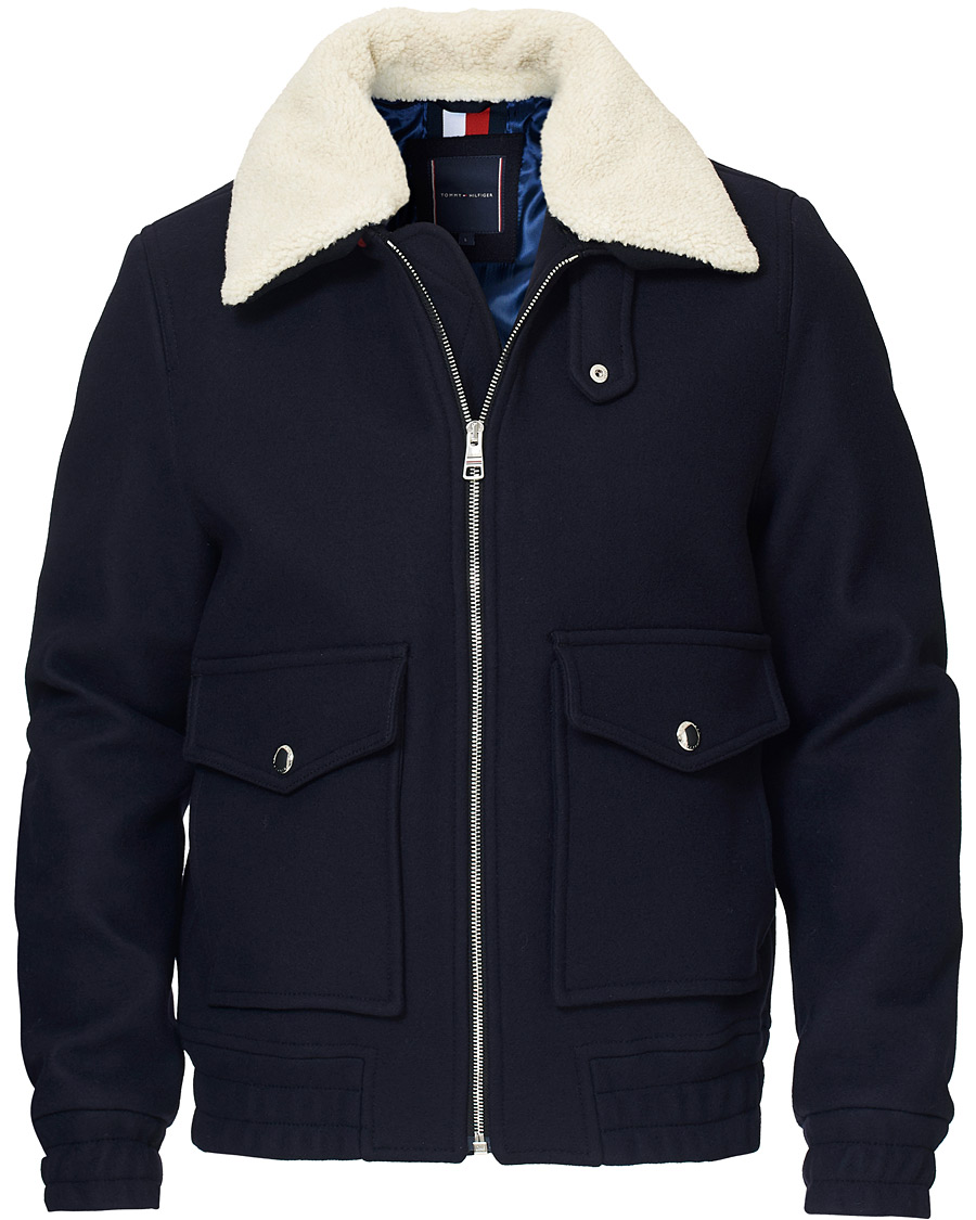 Tommy Hilfiger Shearling Collar Flight Jacket Desert Sky
