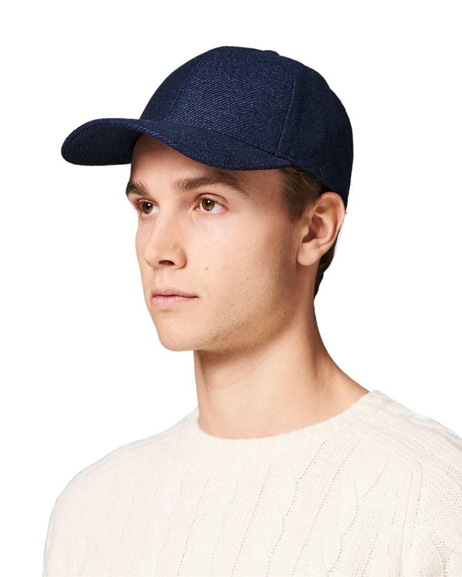 Herren | Varsity Headwear Loro Piana Cashmere Baseball Cap Navy | Varsity Headwear | Loro Piana Cashmere Baseball Cap Navy
