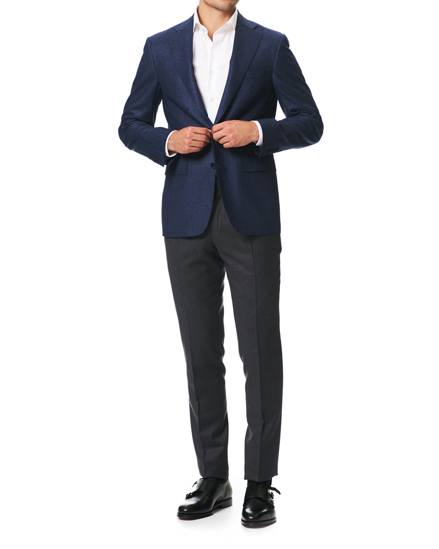 Herren | Sakkos | Canali | Capri Flannel Blazer Dark Blue