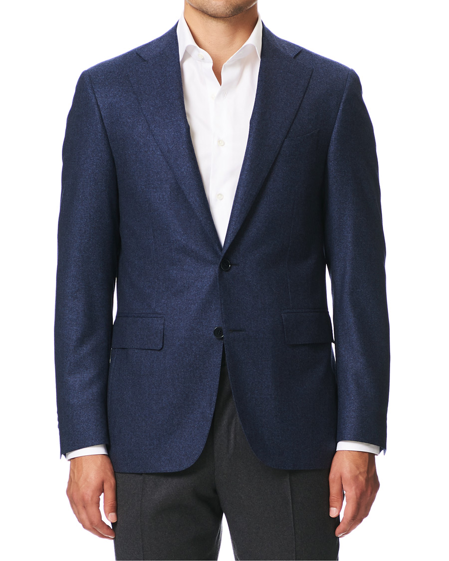 Herren | Sakkos | Canali | Capri Flannel Blazer Dark Blue