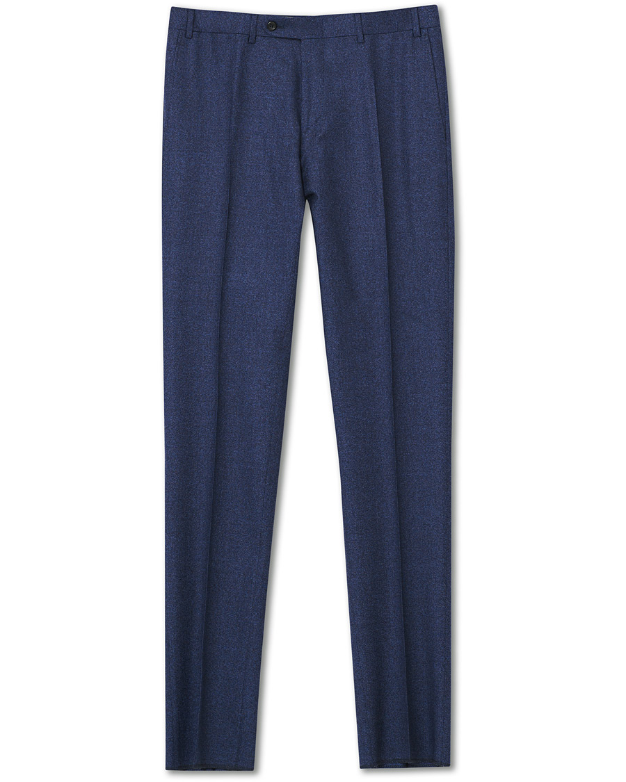 Herren | Hosen | Canali | Slim Fit Flannel Trousers Dark Blue