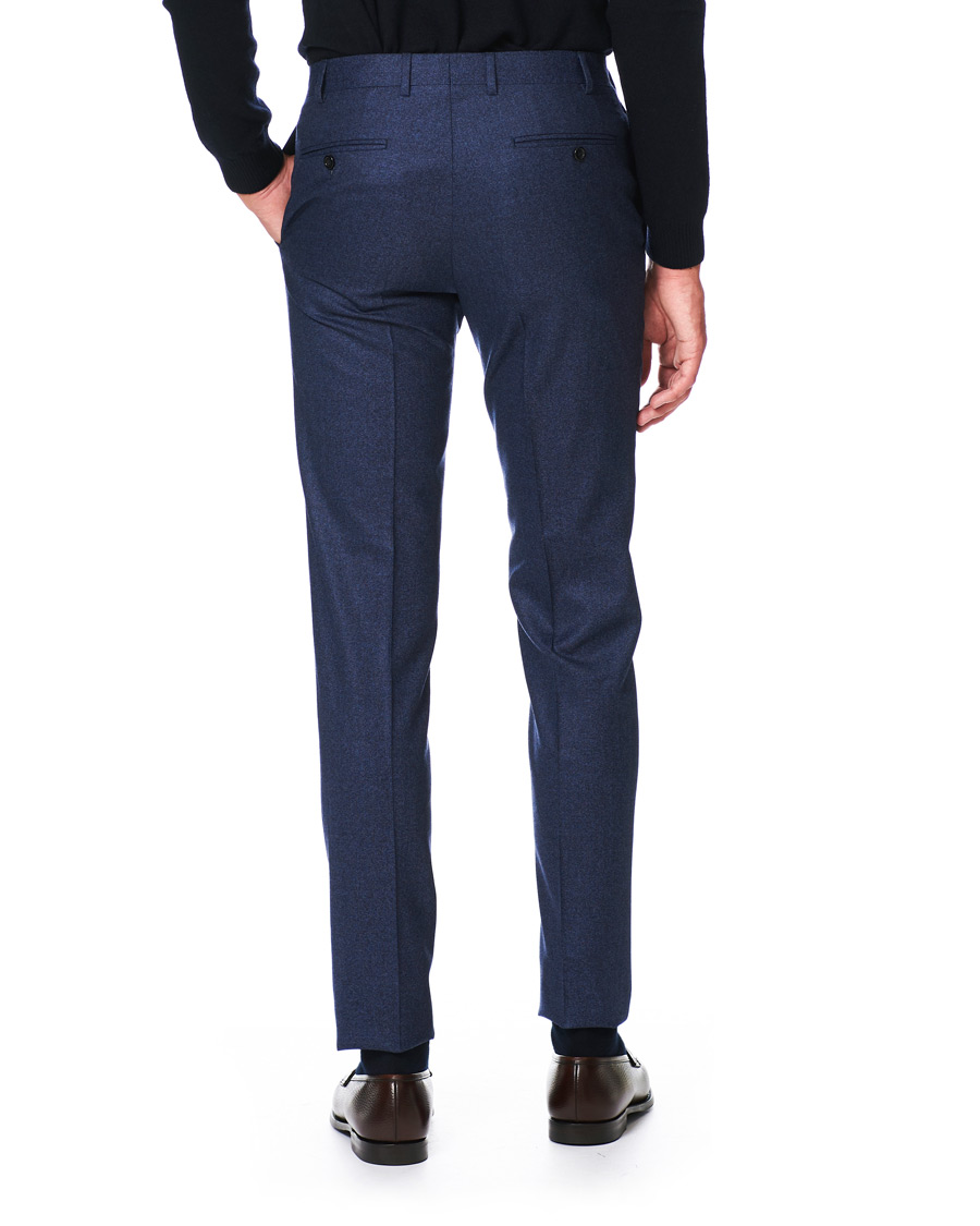Herren | Hosen | Canali | Slim Fit Flannel Trousers Dark Blue