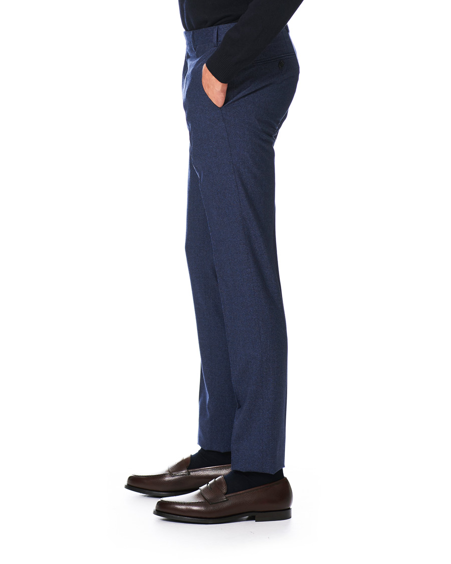 Herren | Hosen | Canali | Slim Fit Flannel Trousers Dark Blue