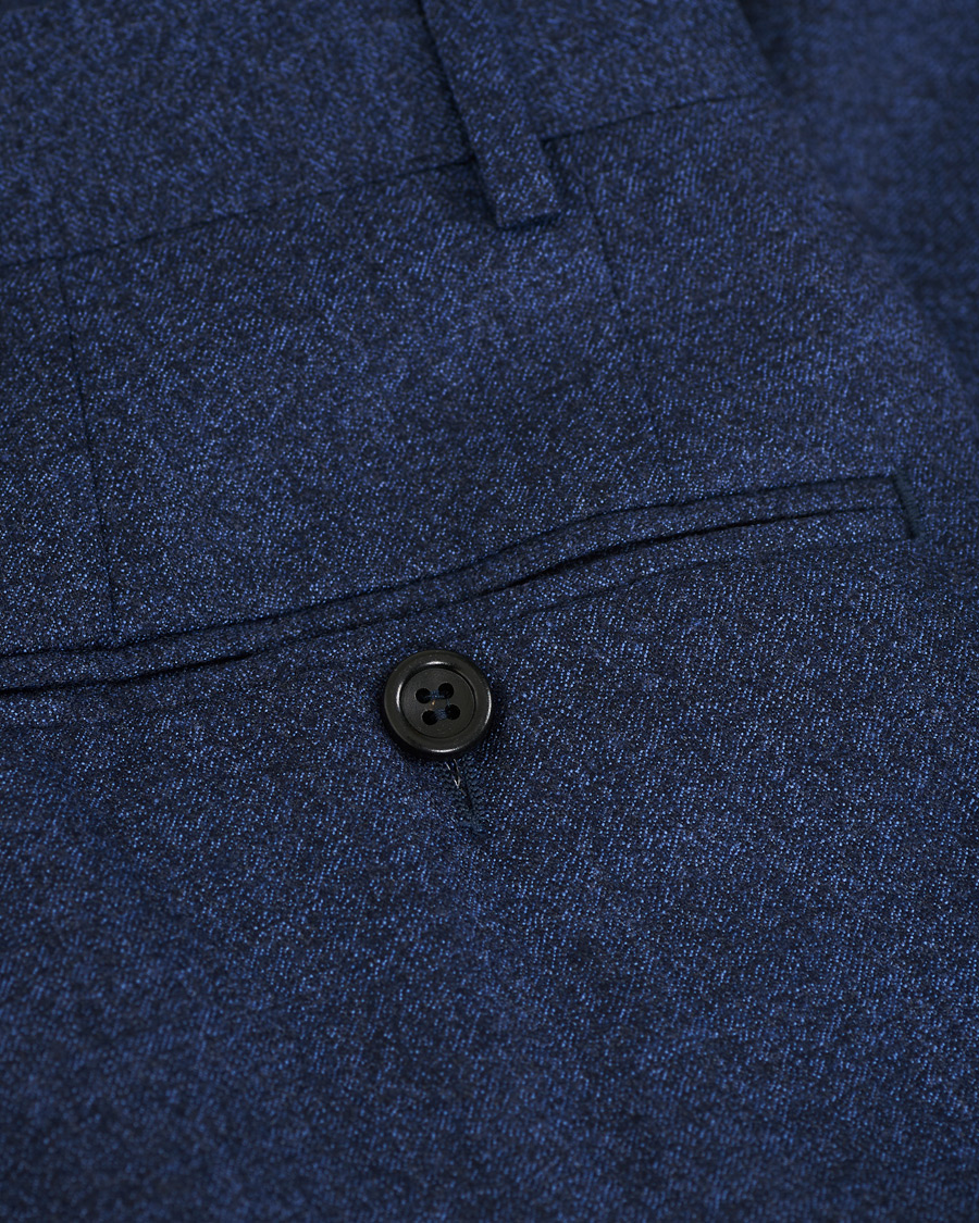 Herren | Hosen | Canali | Slim Fit Flannel Trousers Dark Blue