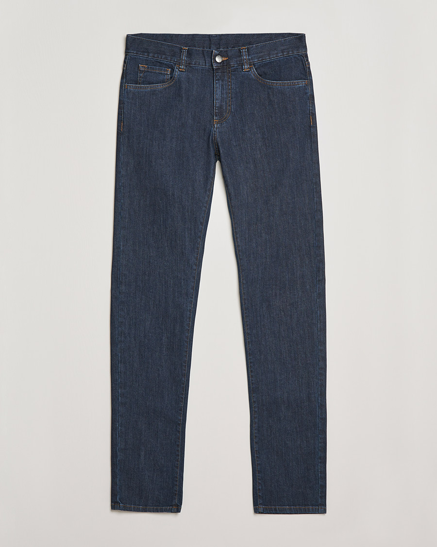 Herren | Jeans | Canali | Slim Fit Stretch Jeans Dark Blue Wash 46