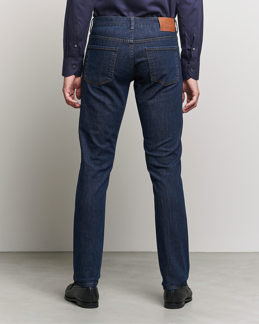 Herren | Jeans | Canali | Slim Fit Stretch Jeans Dark Blue Wash 46
