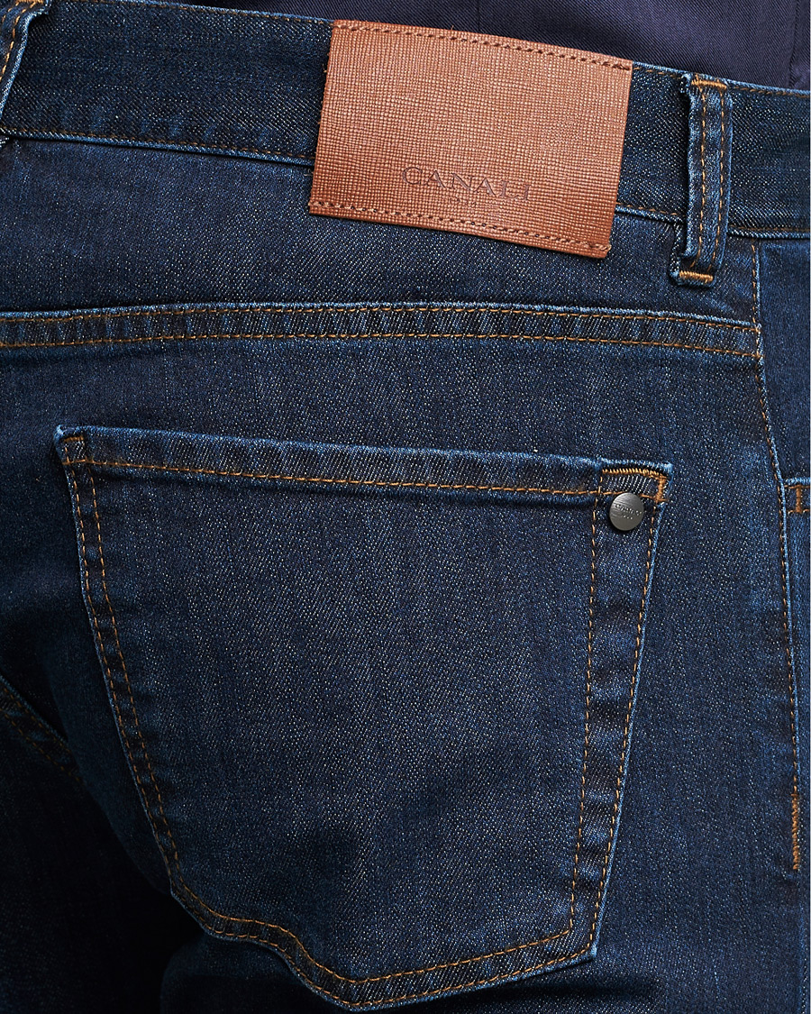 Herren | Jeans | Canali | Slim Fit Stretch Jeans Dark Blue Wash 46