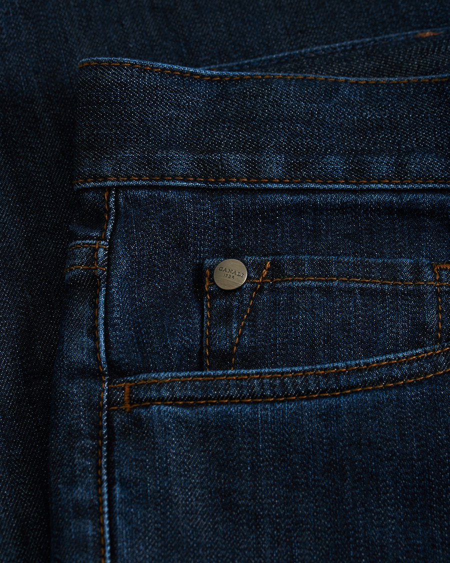 Herren | Jeans | Canali | Slim Fit Stretch Jeans Dark Blue Wash