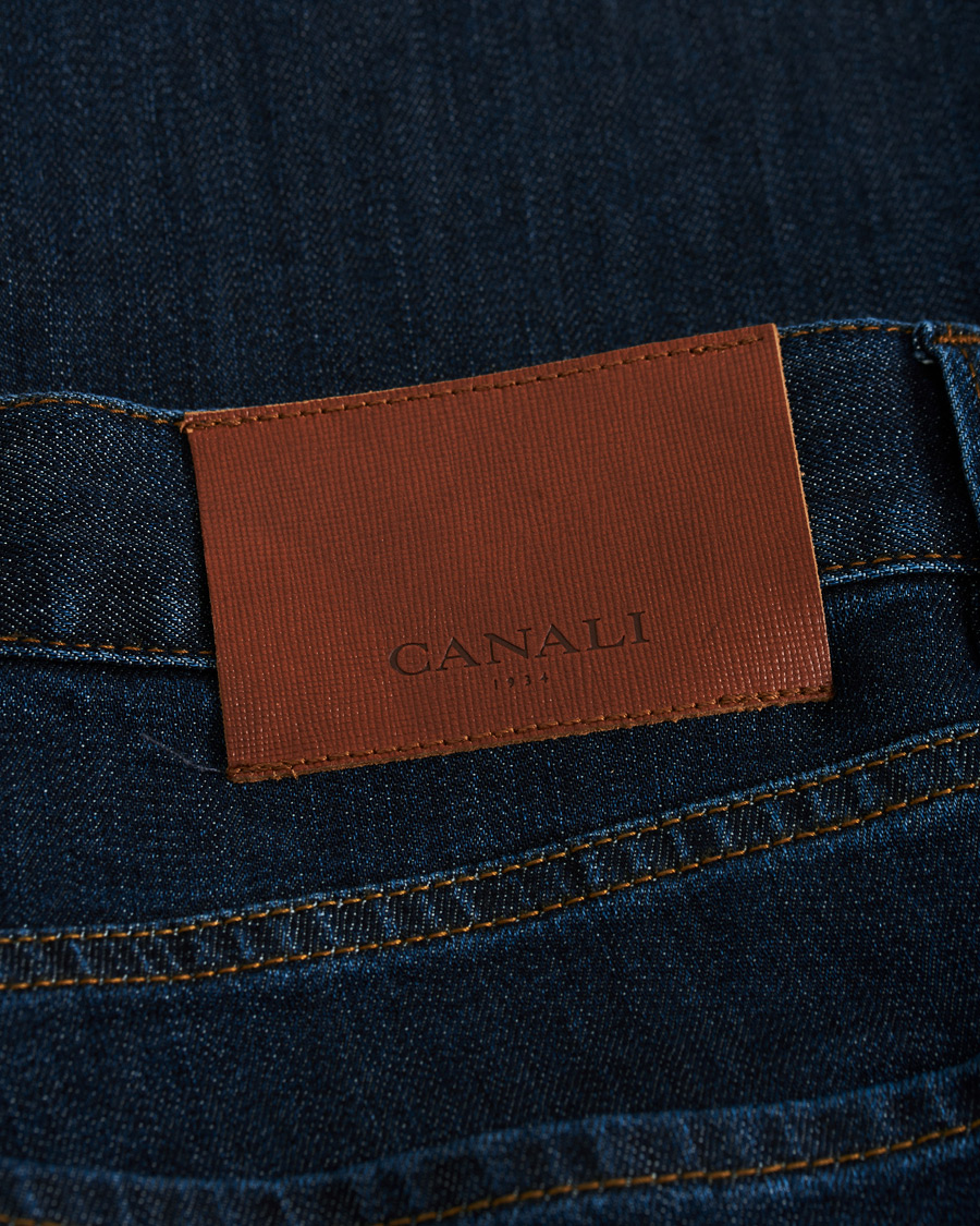 Herren | Jeans | Canali | Slim Fit Stretch Jeans Dark Blue Wash 46