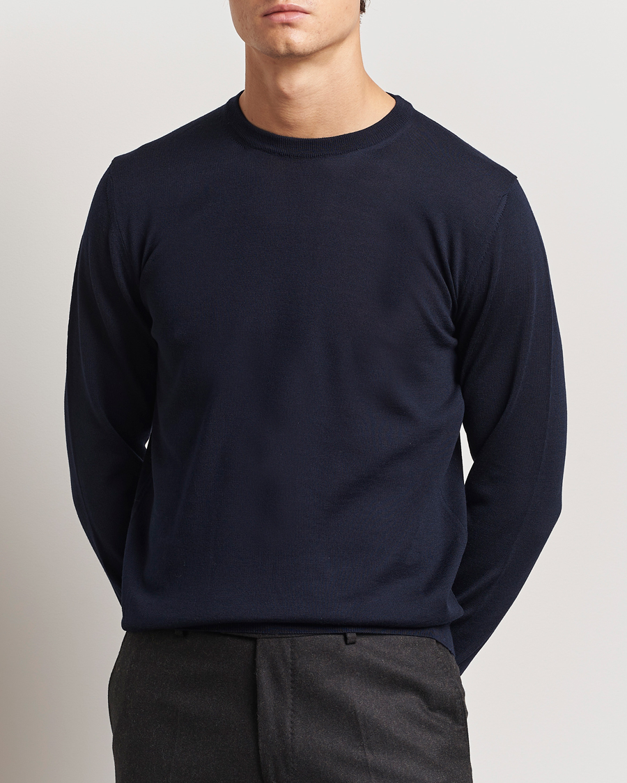 Herren |  | Canali | Merino Wool Crew Neck Navy