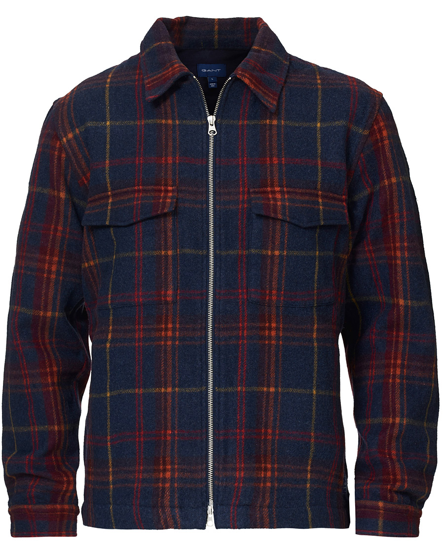 Herren | Hemden | GANT | Wool Blend Check Zip Overshirt Multi
