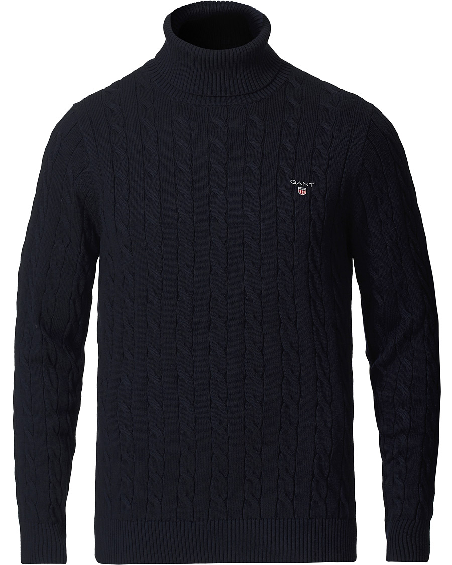 Herren | Pullover | GANT | Cotton Cable Turtleneck Evening Blue
