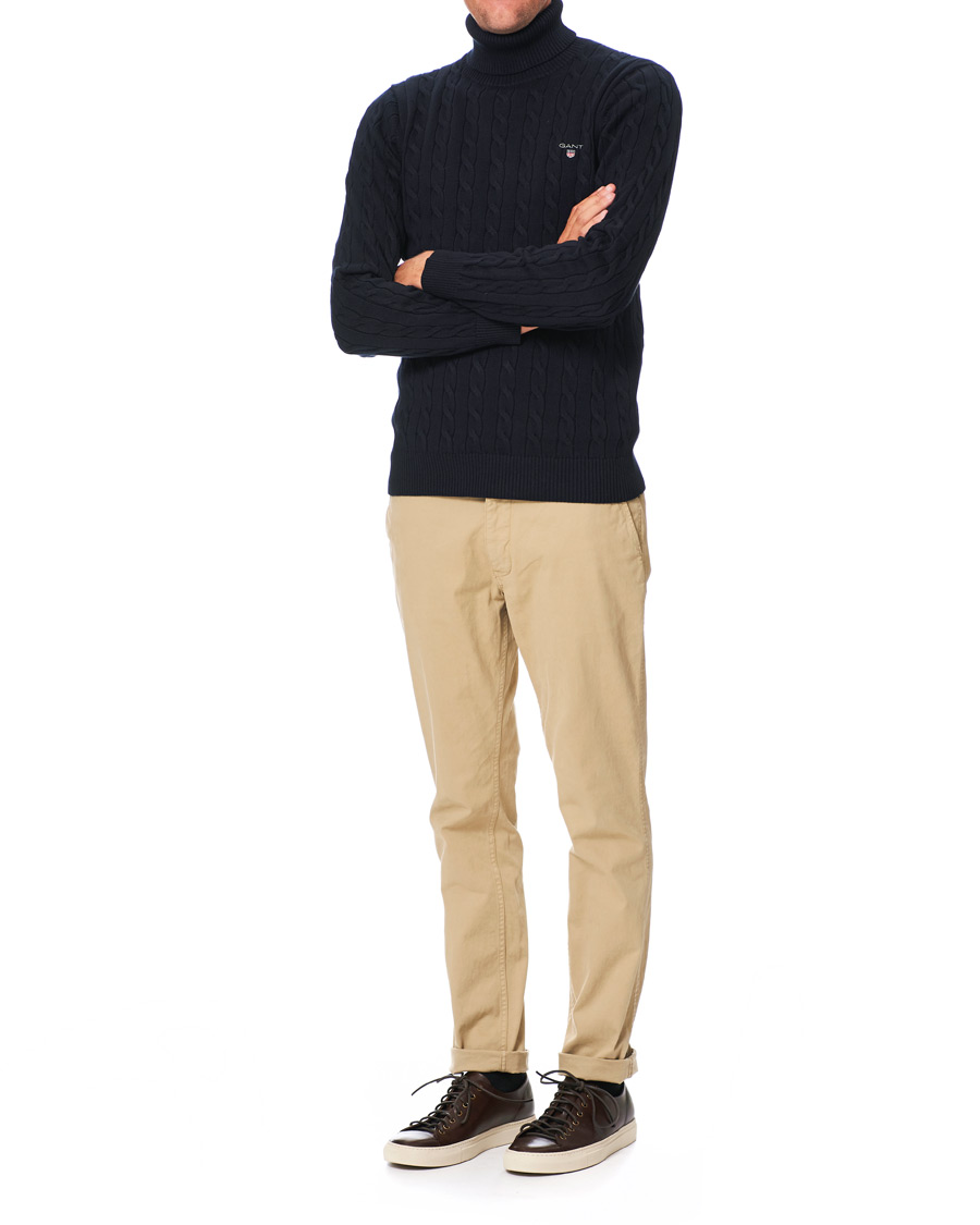 Herren | Pullover | GANT | Cotton Cable Turtleneck Evening Blue