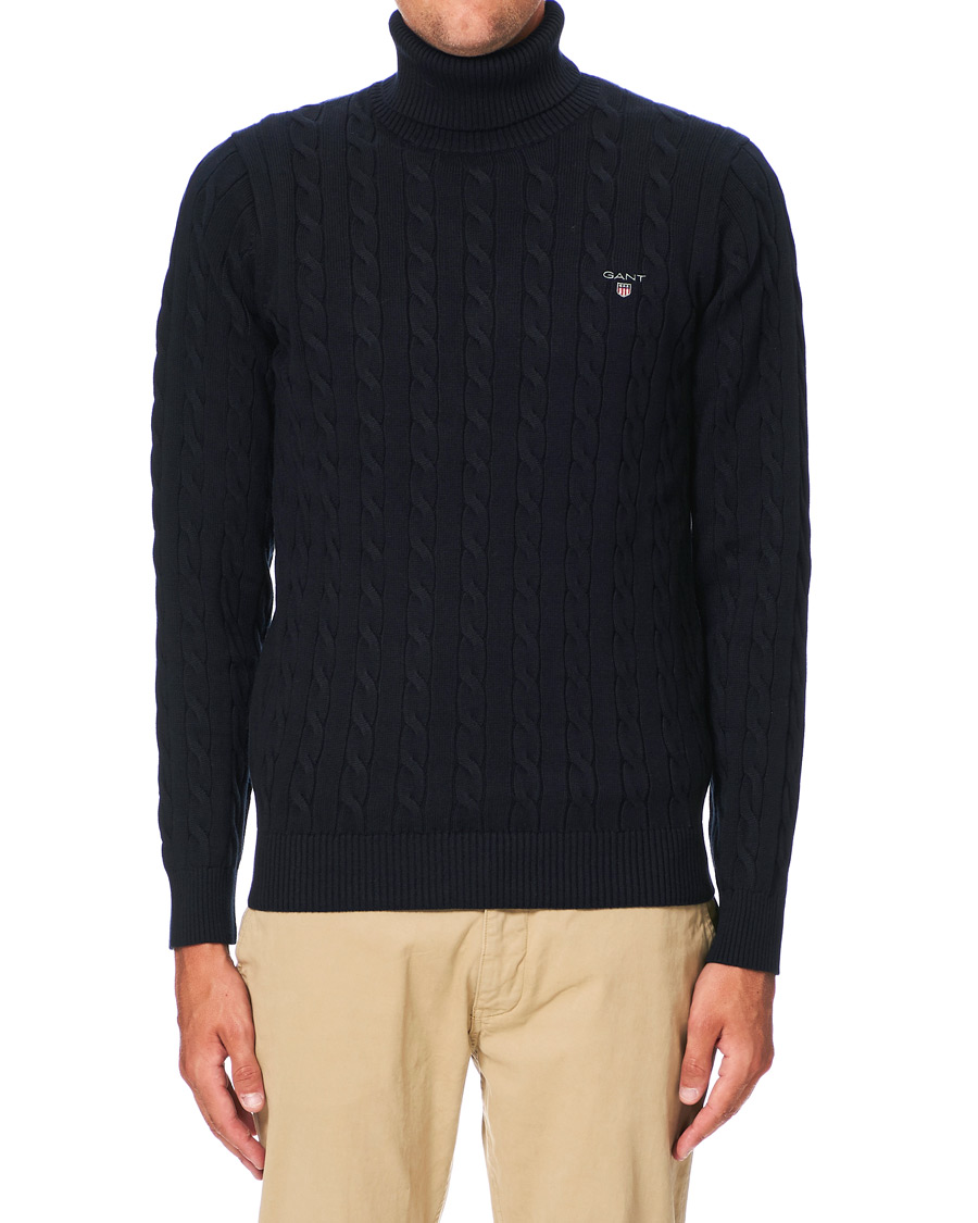 Herren | Pullover | GANT | Cotton Cable Turtleneck Evening Blue