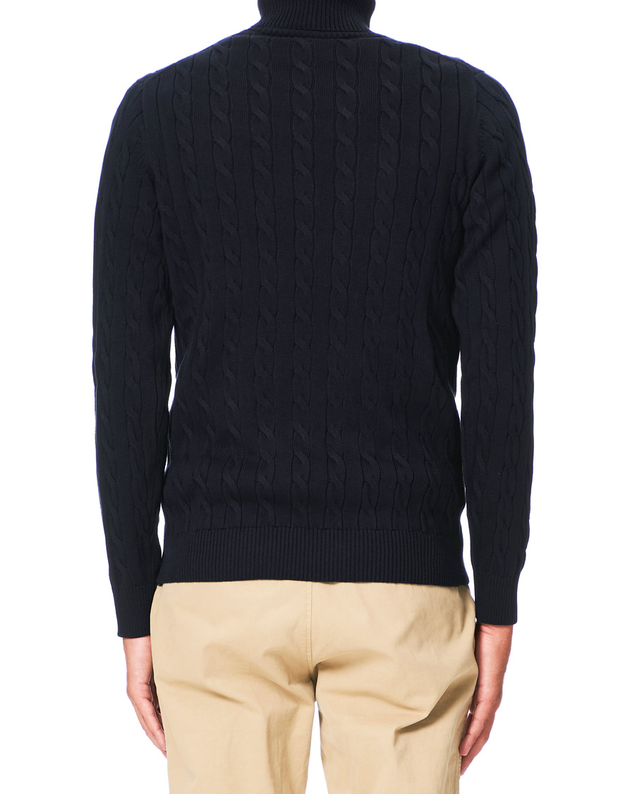Herren | Pullover | GANT | Cotton Cable Turtleneck Evening Blue