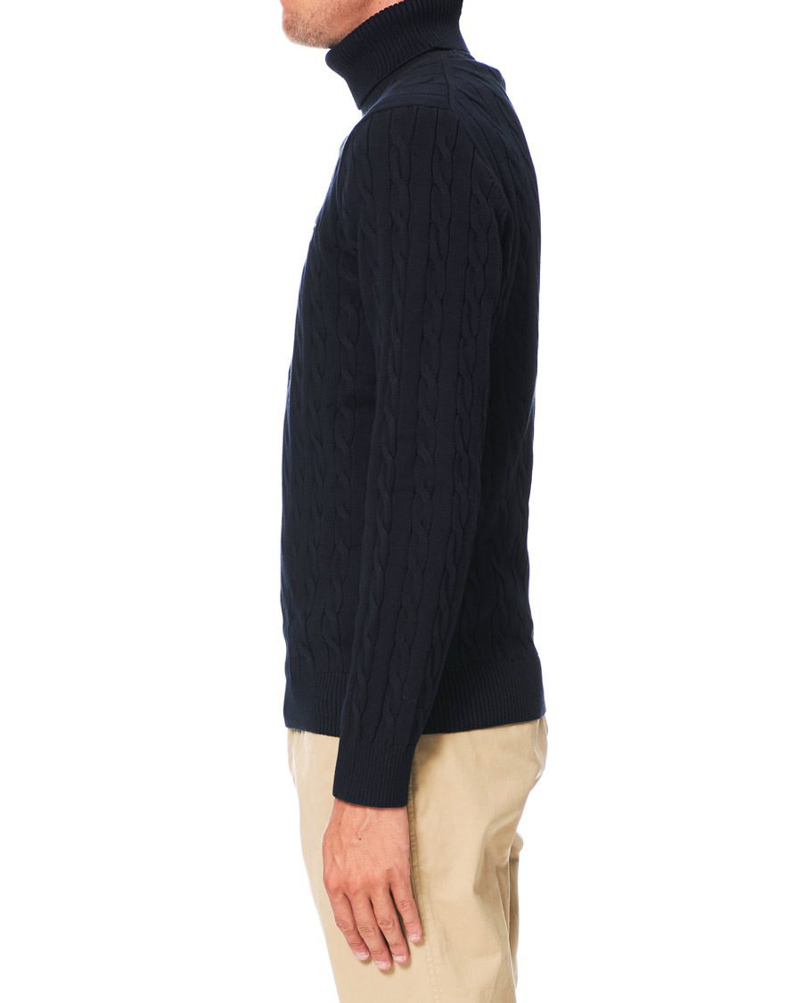 Herren | Pullover | GANT | Cotton Cable Turtleneck Evening Blue