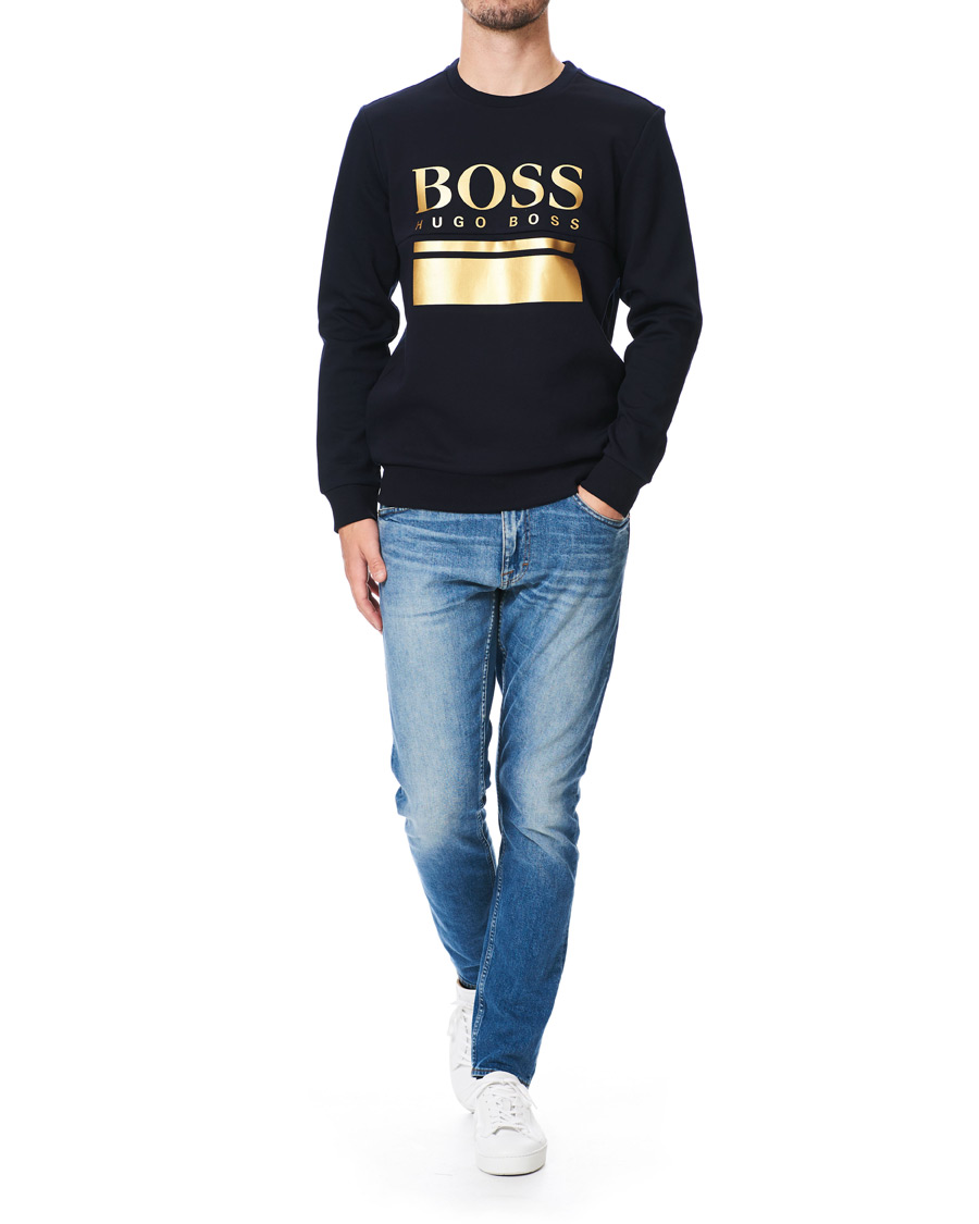 Herren | Pullover | BOSS GREEN | BOSS Athleisure Salbo Crew Neck Sweater Navy/Gold