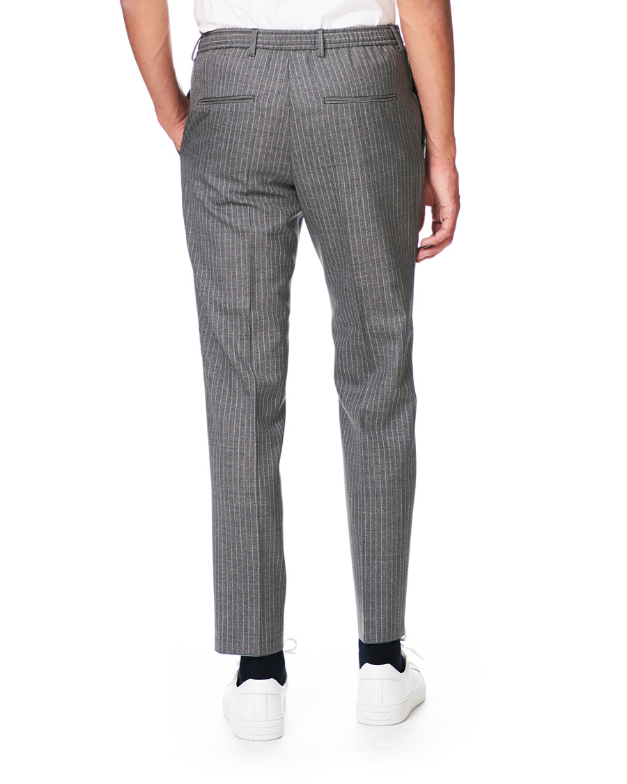 Herren | Hosen | BOSS BLACK | BOSS Bardon Flannel Striped Drawstring Trousers Medium Grey