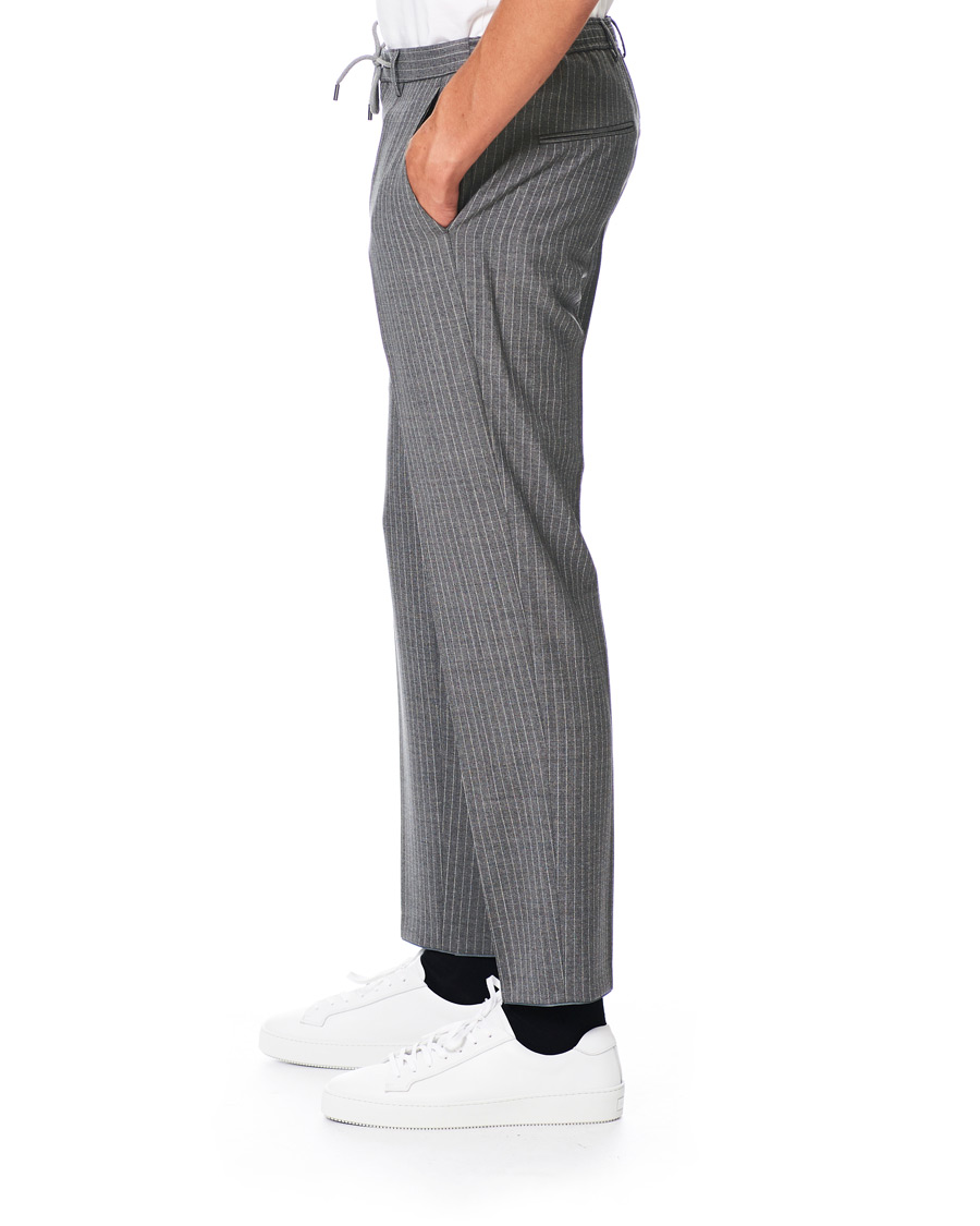 Herren | Hosen | BOSS BLACK | BOSS Bardon Flannel Striped Drawstring Trousers Medium Grey