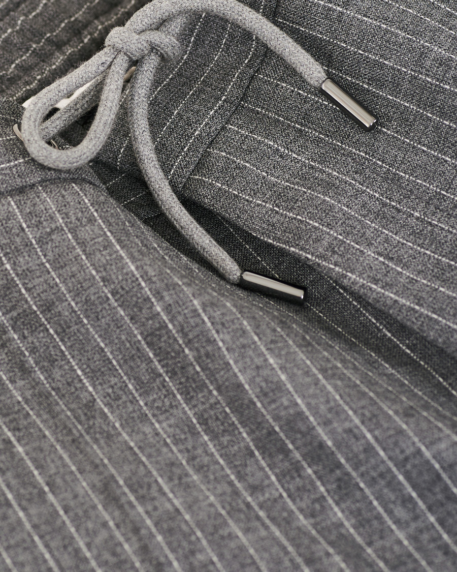 Herren | Hosen | BOSS BLACK | BOSS Bardon Flannel Striped Drawstring Trousers Medium Grey