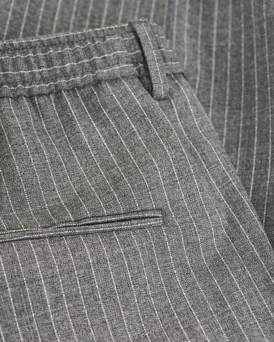 Herren | Hosen | BOSS BLACK | BOSS Bardon Flannel Striped Drawstring Trousers Medium Grey