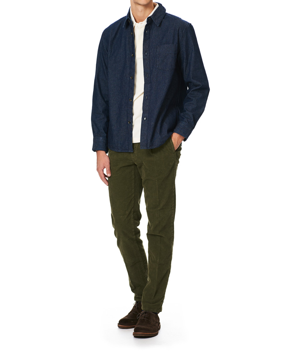 Herren | Hosen | Incotex | Slim Fit Pleated Whalecord Pants Green