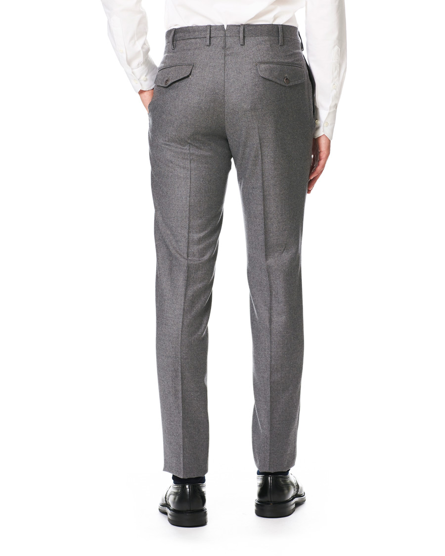 Herren | Hosen | Incotex | Slim Fit Pleated Flannel Trousers Grey Melange