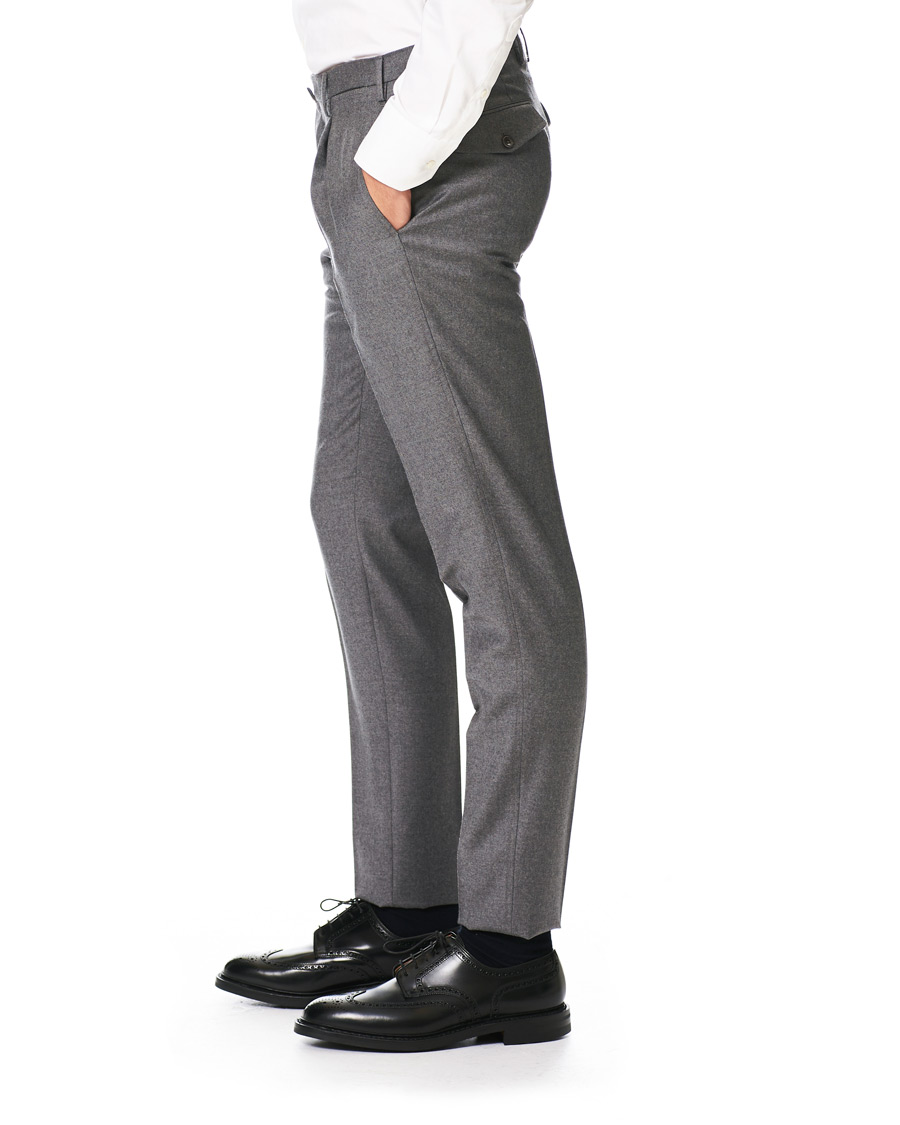 Herren | Hosen | Incotex | Slim Fit Pleated Flannel Trousers Grey Melange