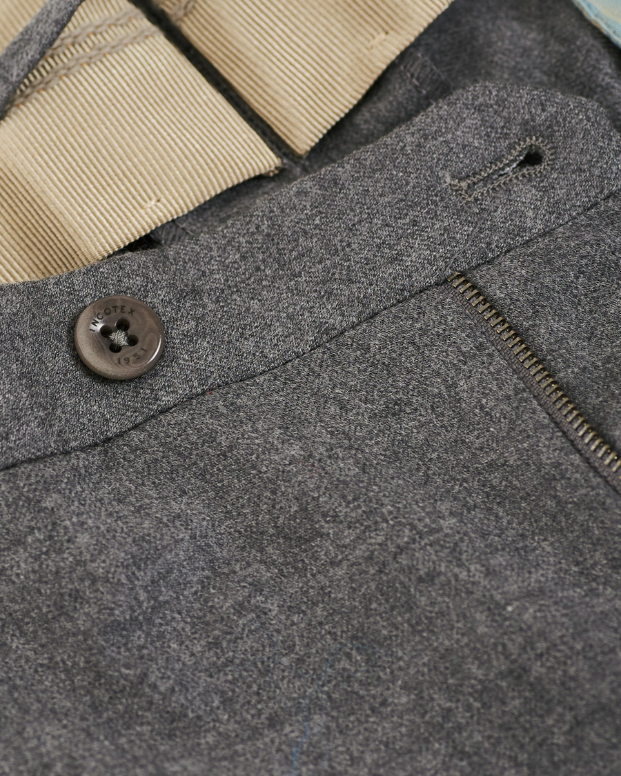 Herren | Hosen | Incotex | Slim Fit Pleated Flannel Trousers Grey Melange