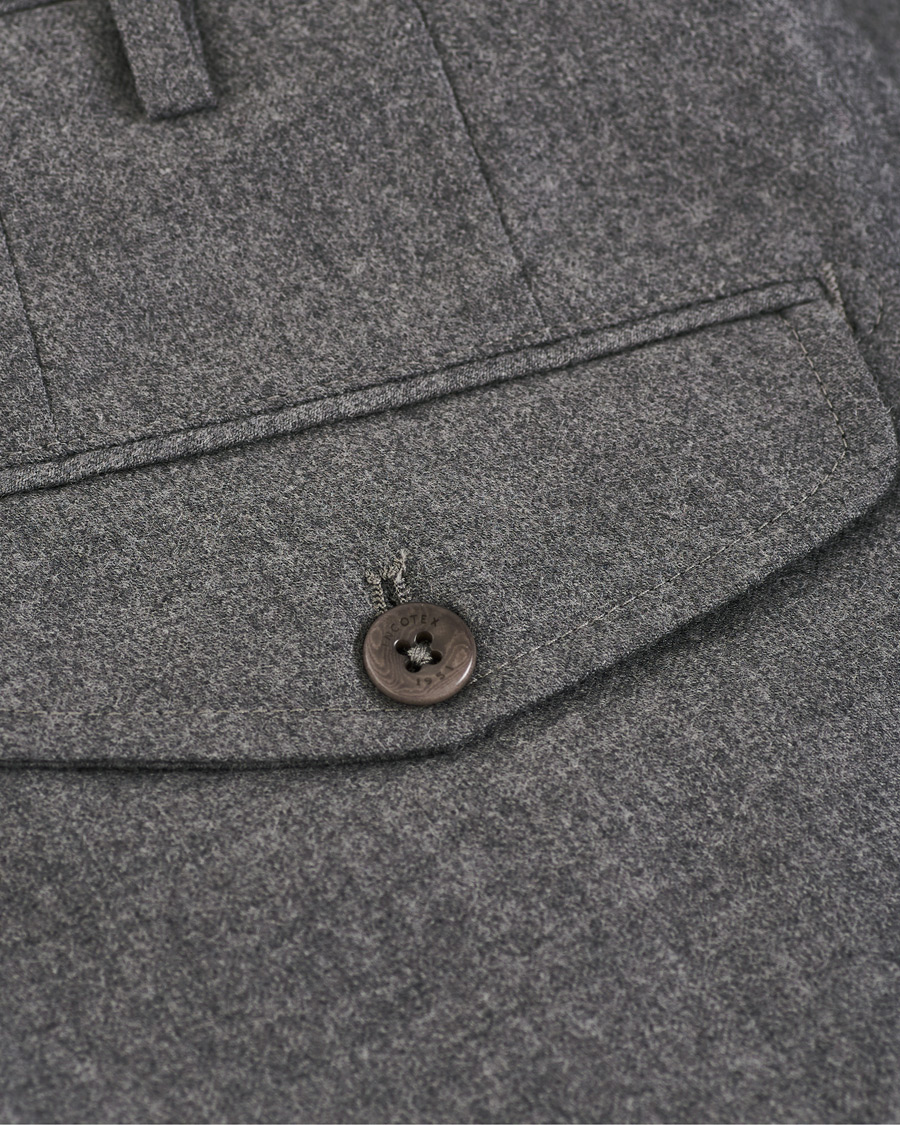 Herren | Hosen | Incotex | Slim Fit Pleated Flannel Trousers Grey Melange