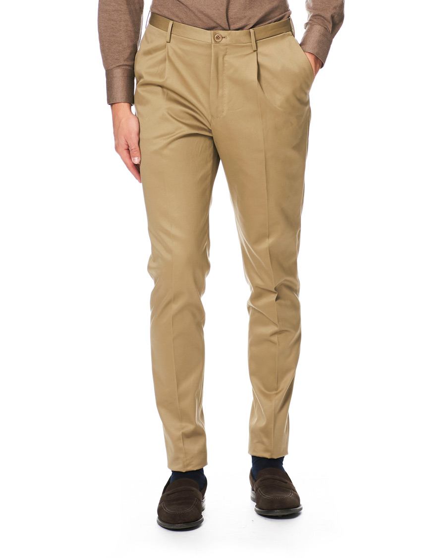 Herren | Hosen | Incotex | Slim Pleated Cotton Chinos Khaki