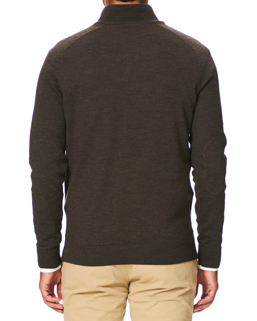 Herren | Pullover | Morris | John Merino Half Zip Dark Brown