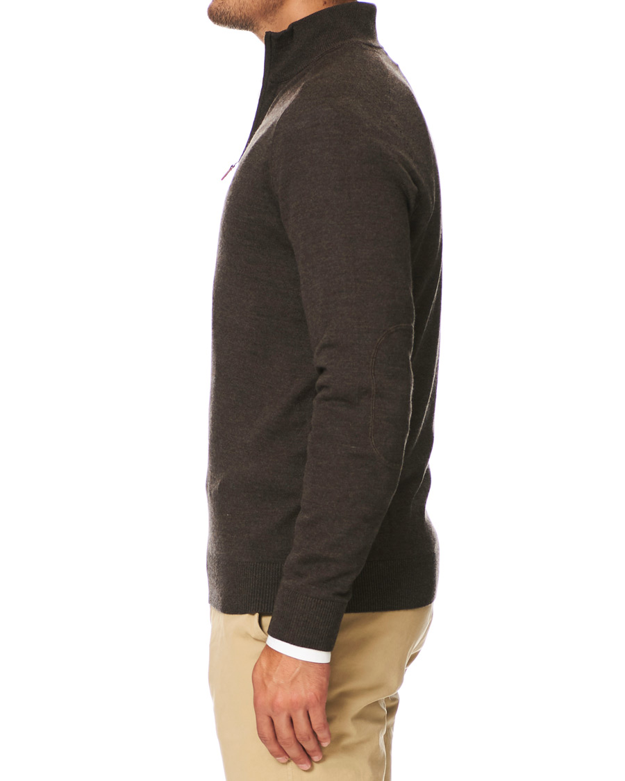 Herren | Pullover | Morris | John Merino Half Zip Dark Brown